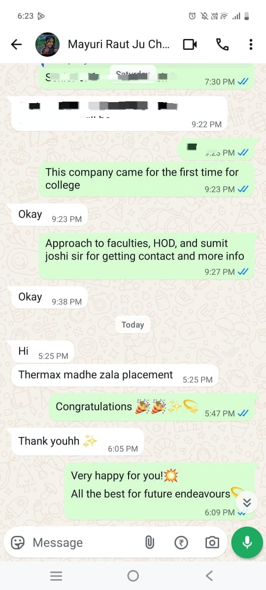 Student placement feedback 3