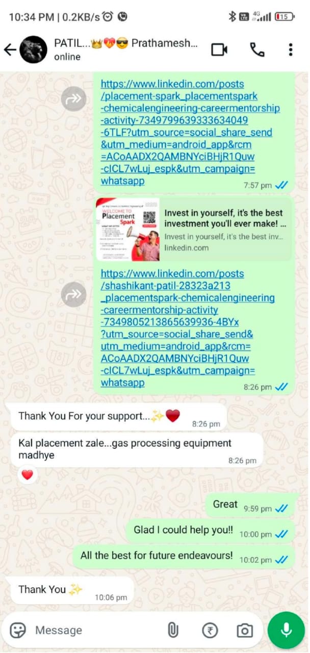 Student placement feedback 9